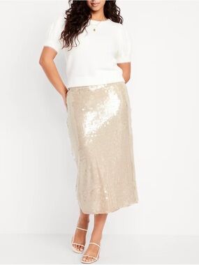 Old Navy Champagne Sequin Midi Skirt 2X NWT